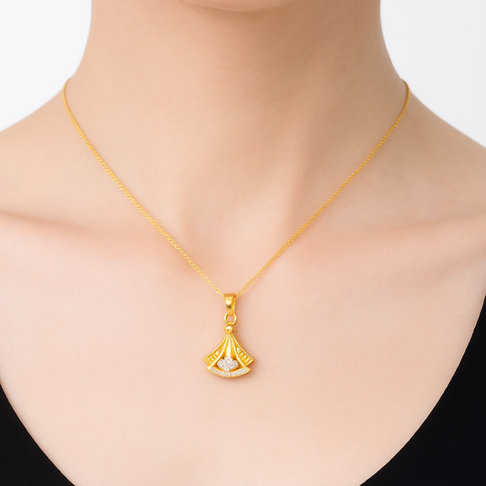 Gold plated fan necklace